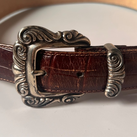 Vintage Brighton Western Black and Brown Leather Waist Belt 1996 Made in USA main image 15